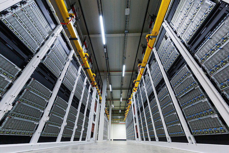 A Microsoft datacenter cold aisle